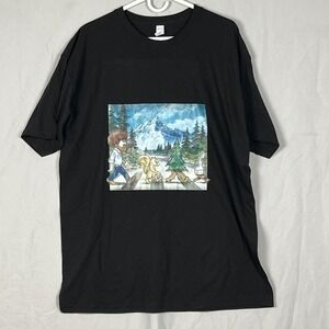 Bob Ross Abbey Road Parody T-Shirt Mens XL Graphic Art Happy Trees Black Tee